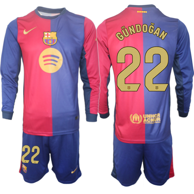 Men 2024-2025 Club Barcelona home Long Sleeves Blue #22 Soccer Jersey->barcelona jersey->Soccer Club Jersey